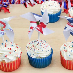 Patriotic Pinwheel Cupcakes