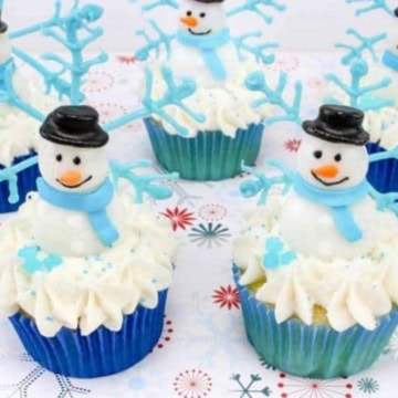 Funky Winter Snowman Cupcakes.
