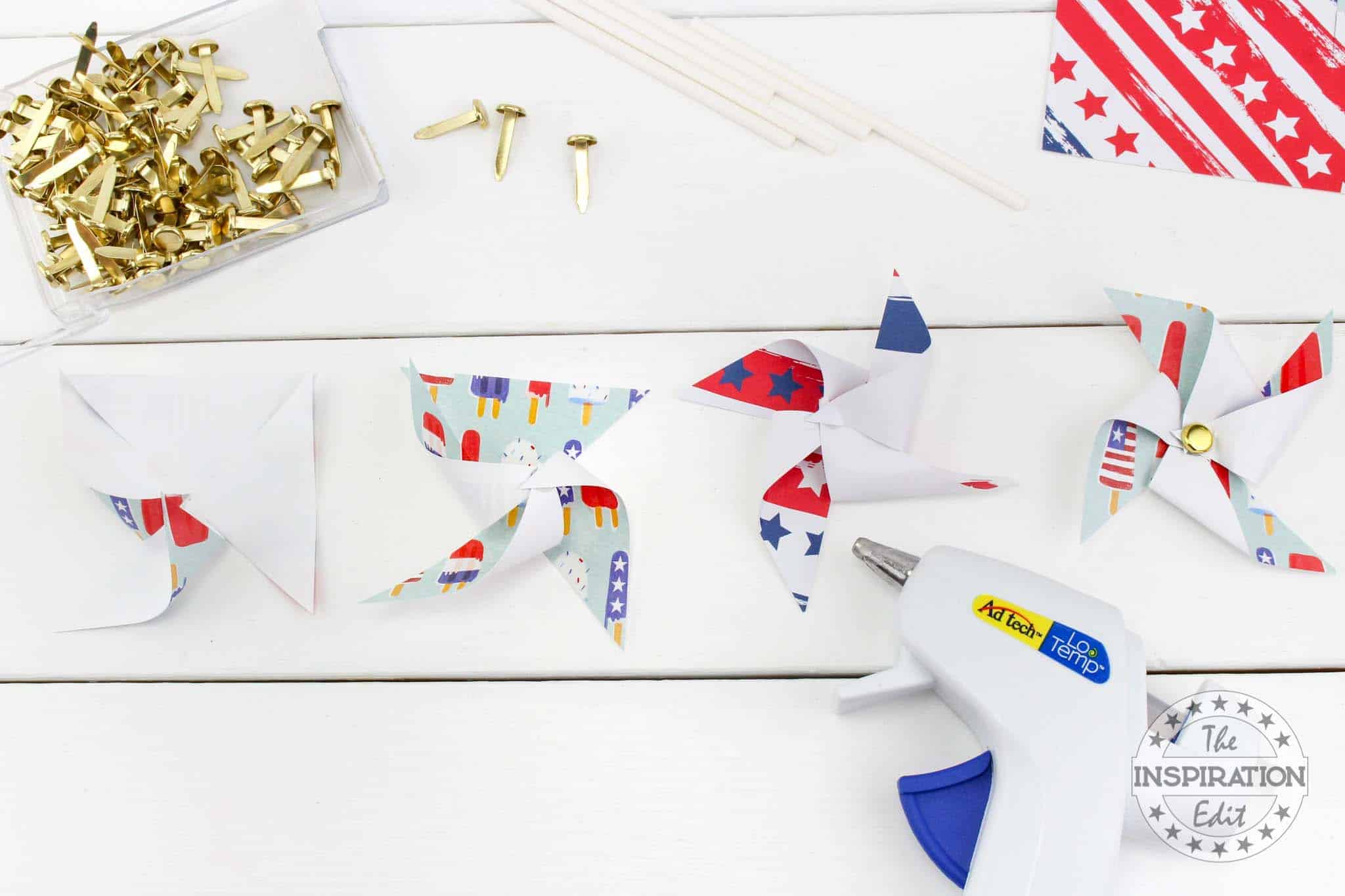 Designing patriotic pinwheels.