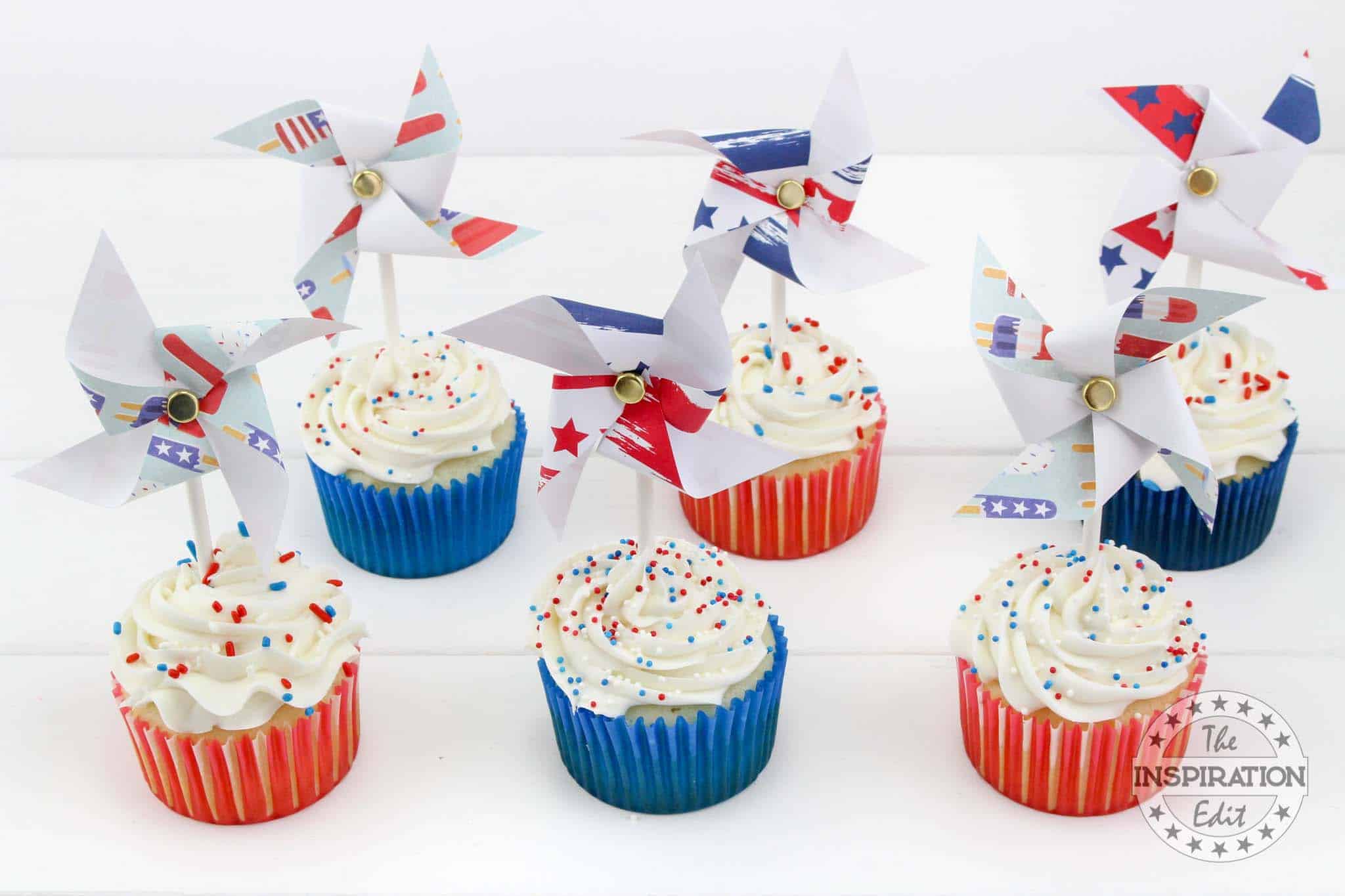 Patriotic Pinwheel Cupcakes