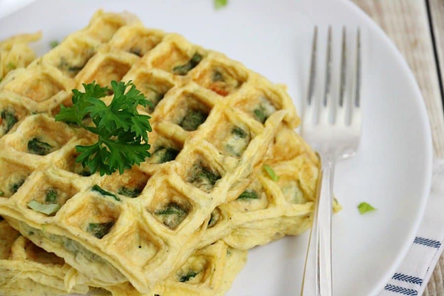 Spinach Omelette and Waffle.