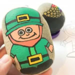 Saint Patricks Day Leprechaun Rock Painting.