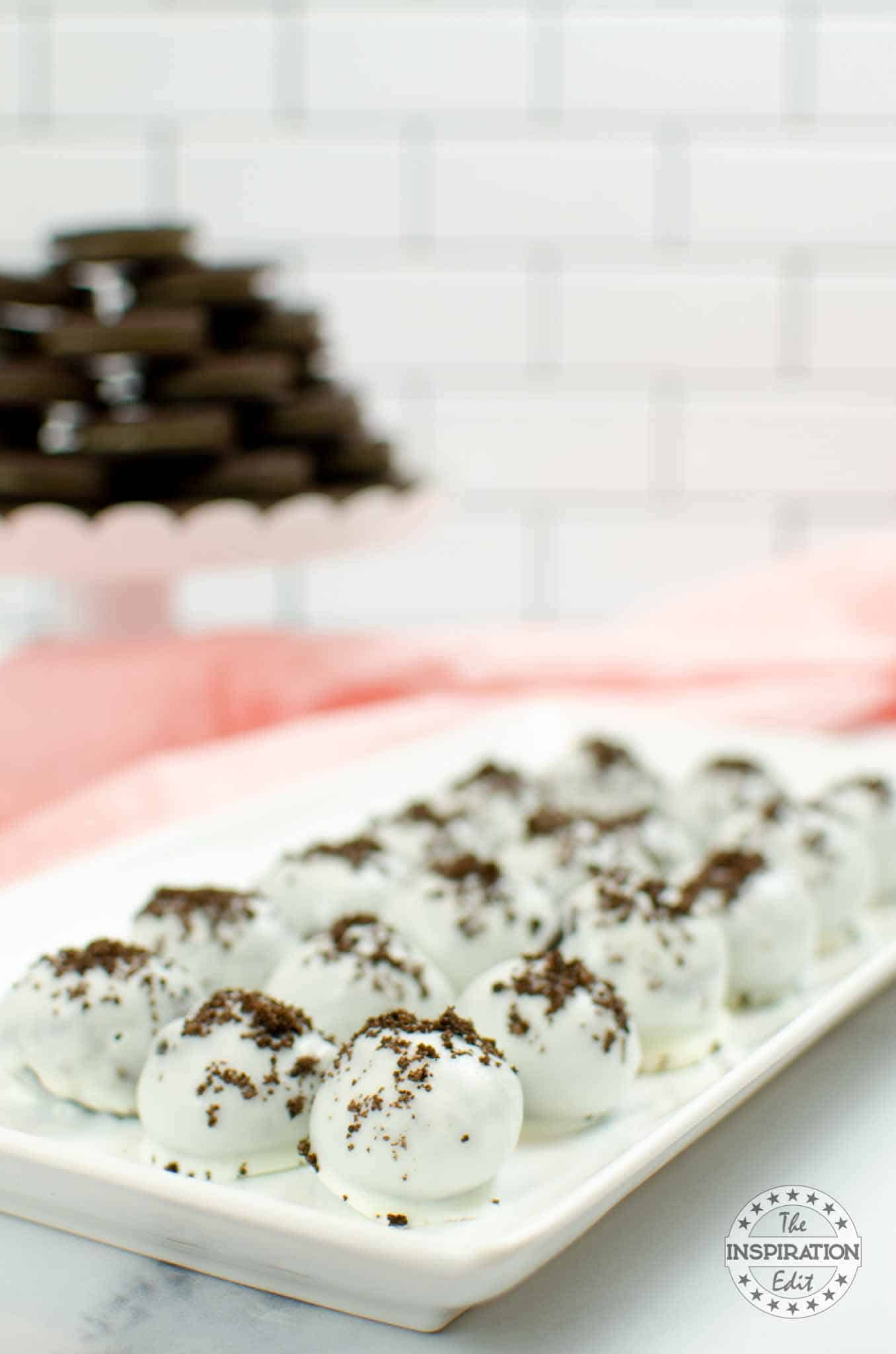 Preparing Oreo truffles.