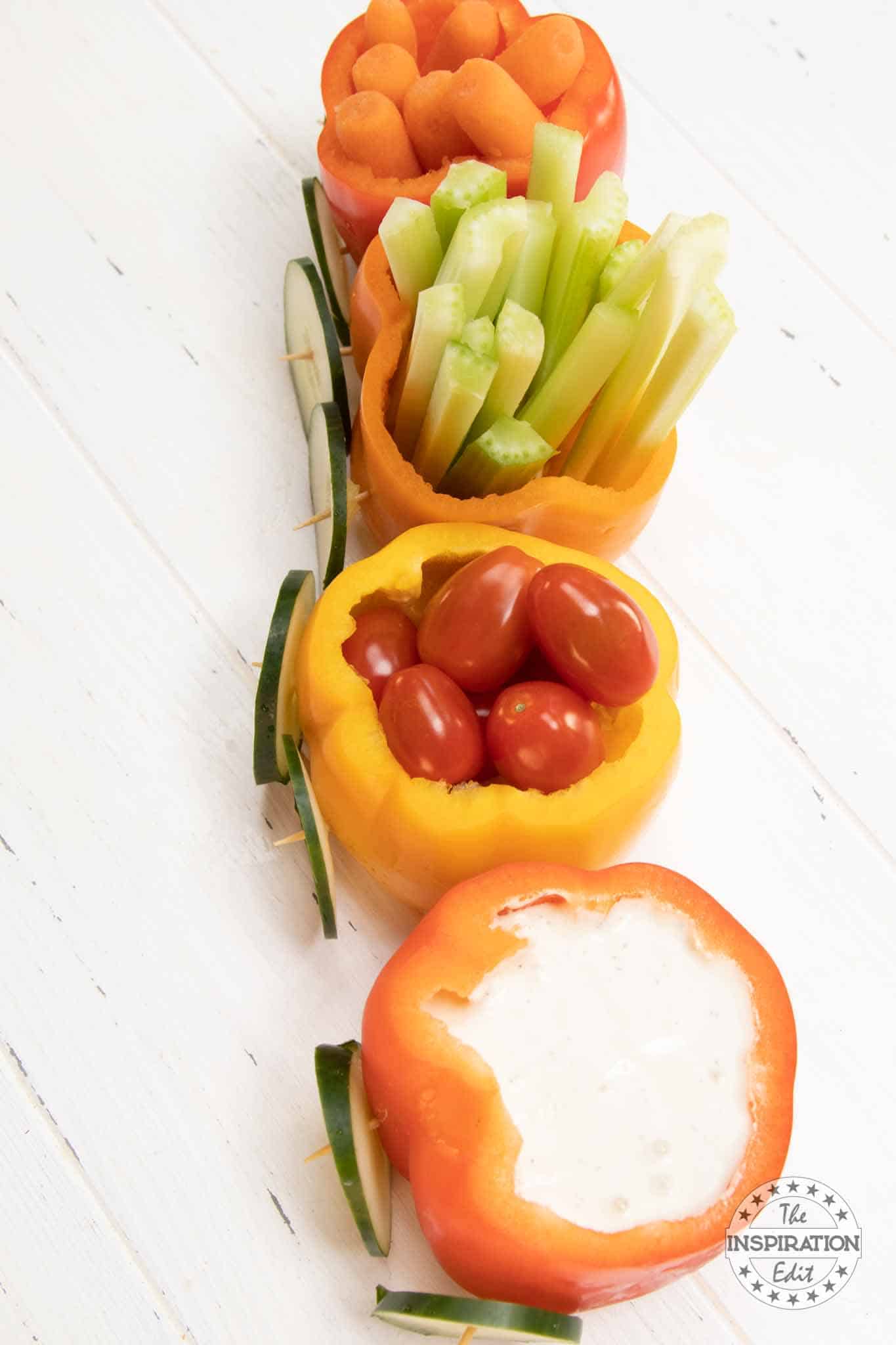 Vegetable Train With Dip And Croutons.