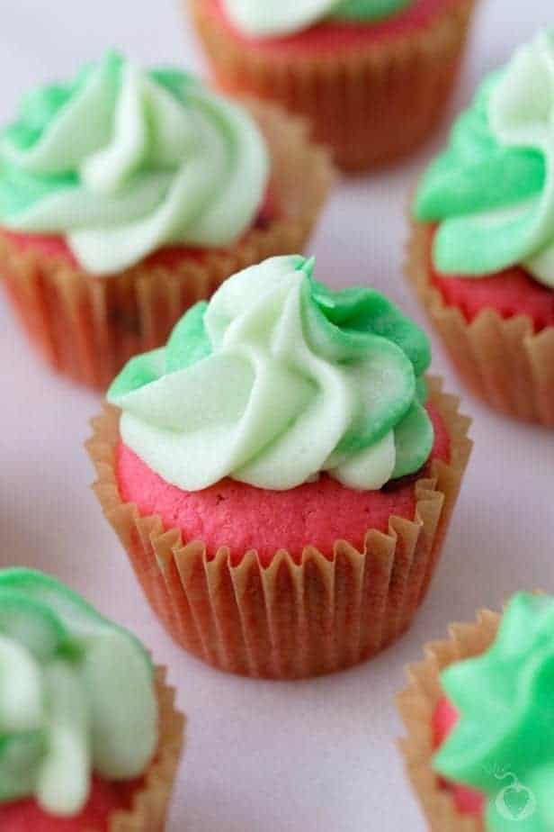 Mini Watermelon Cupcakes.