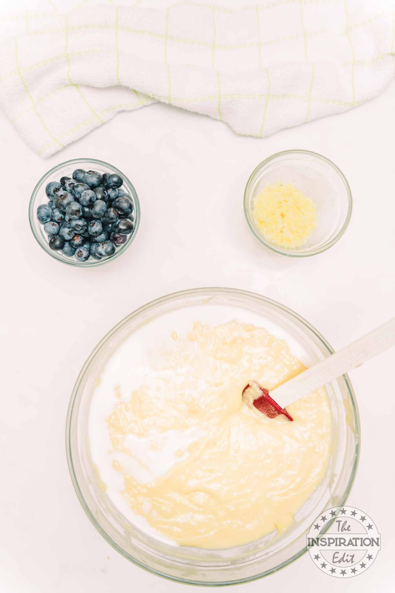 Preparing batter for muffins.