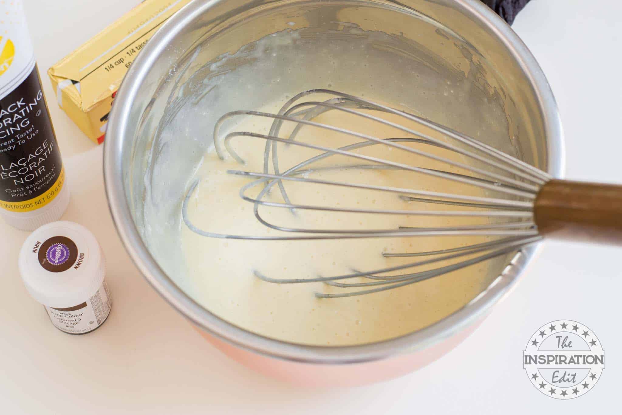 Preparing batter for cupcakes.