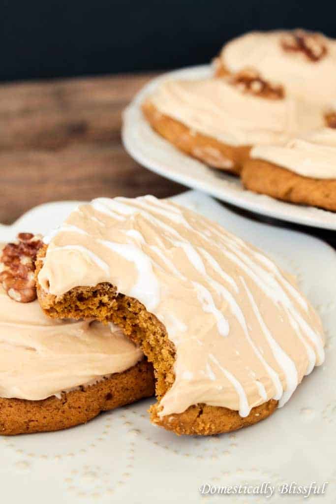 Pumpkin Spice Cookies With Maple Cream Cheese Frosting.