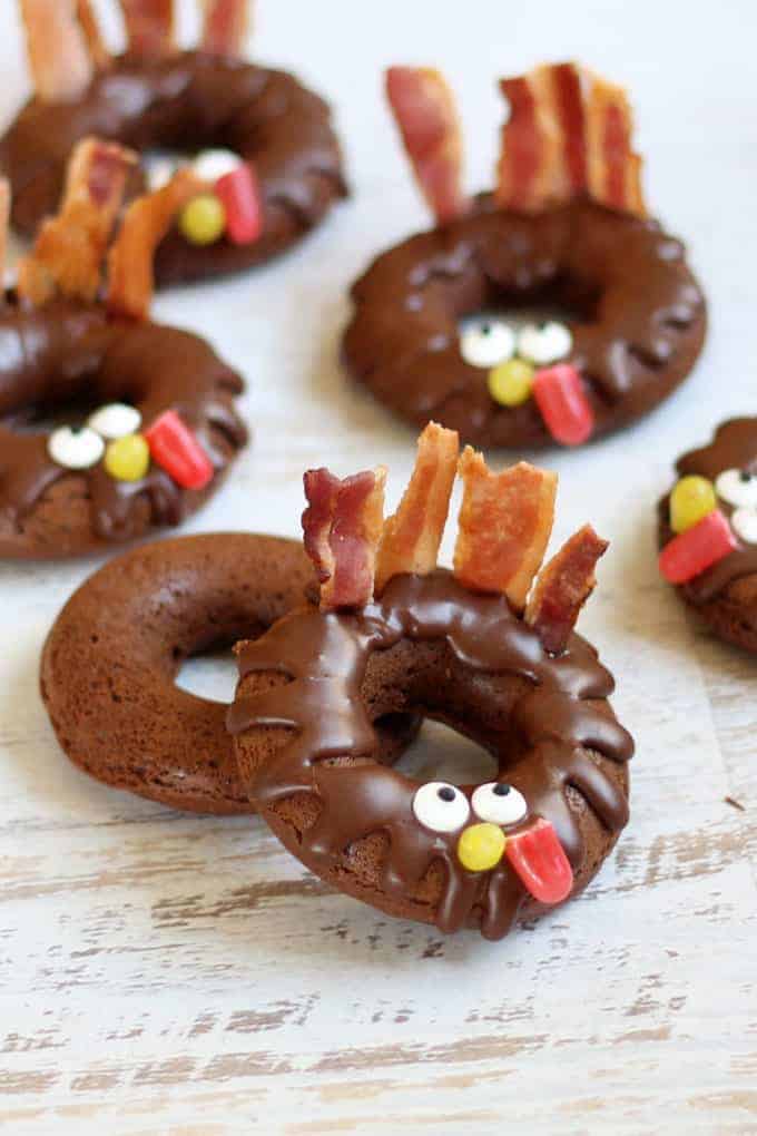 Chocolate Donut Turkeys Thanksgiving.