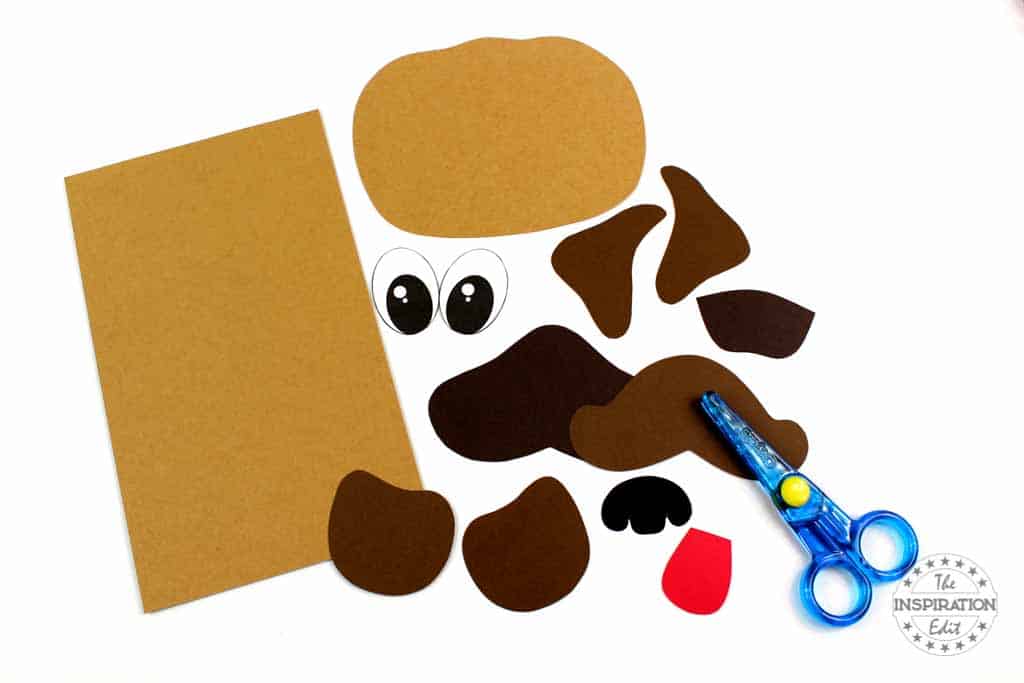 Cutting Out the Pug Puppet Template.