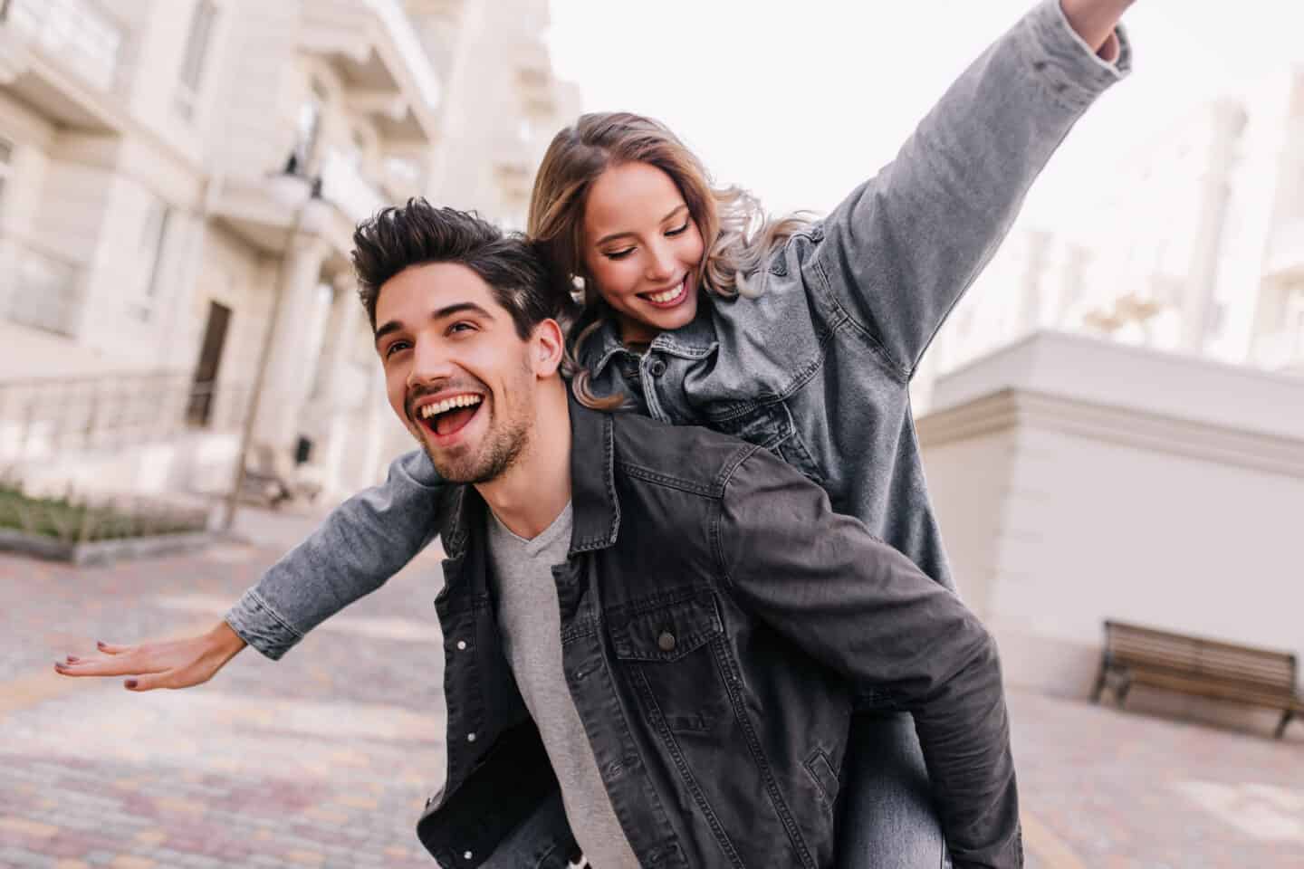 Happy Man and Girl on Date.