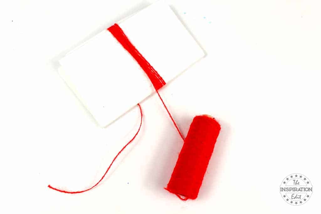 Making a Bookmark Tassel with Red Wool.