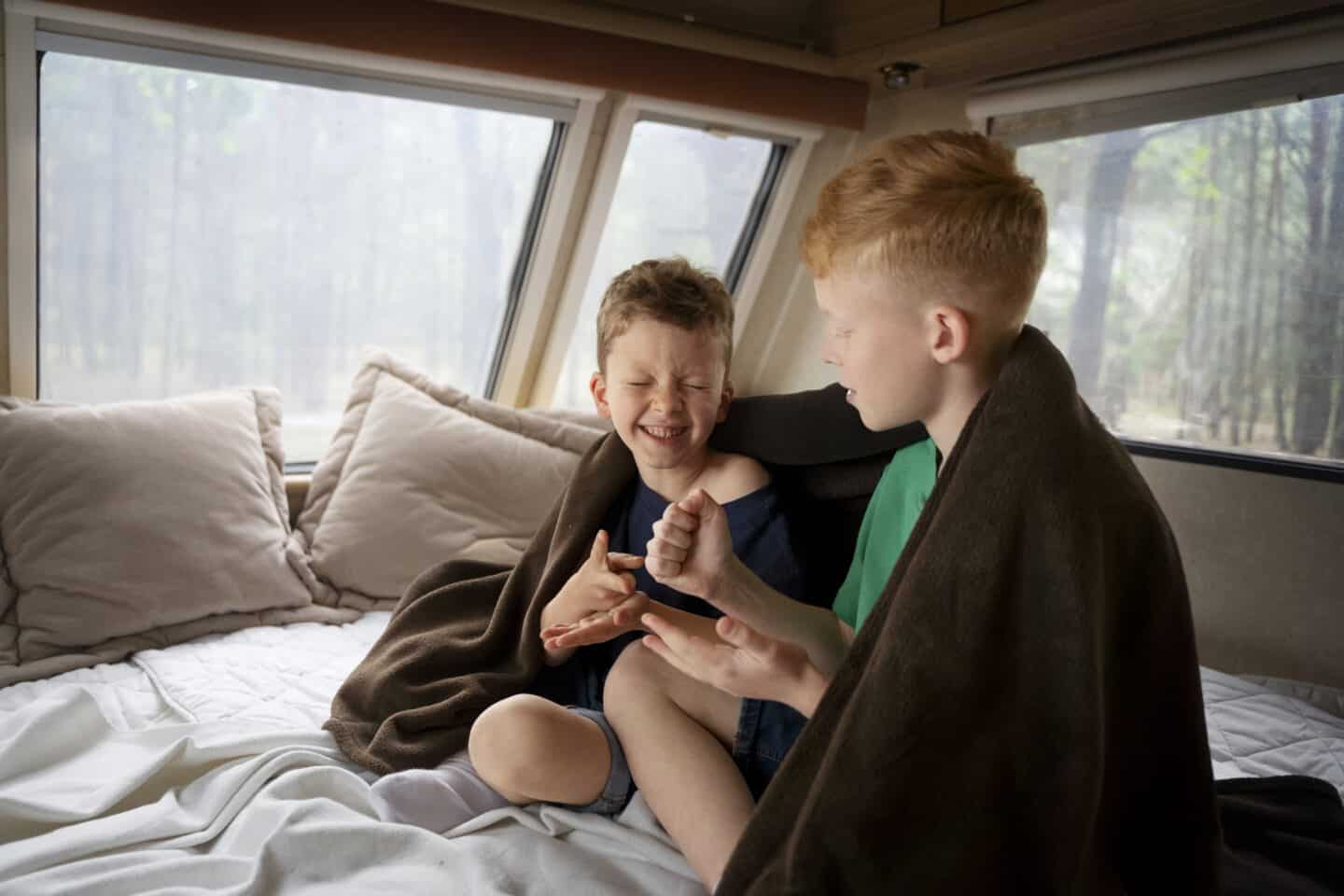 Kids Having Fun with Rock, Paper, Scissors.
