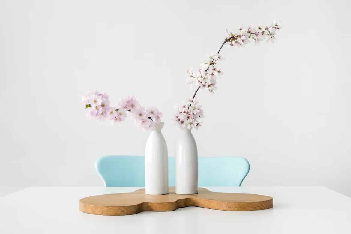 Flower in Vase on White Table.
