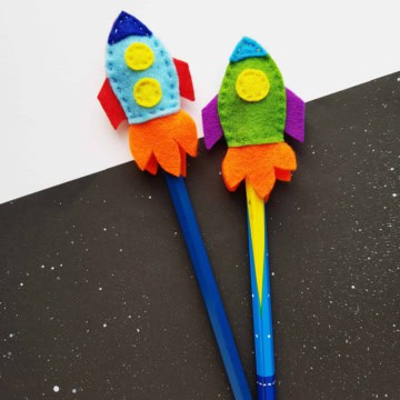 DIY Space Rocket Pencil Toppers.