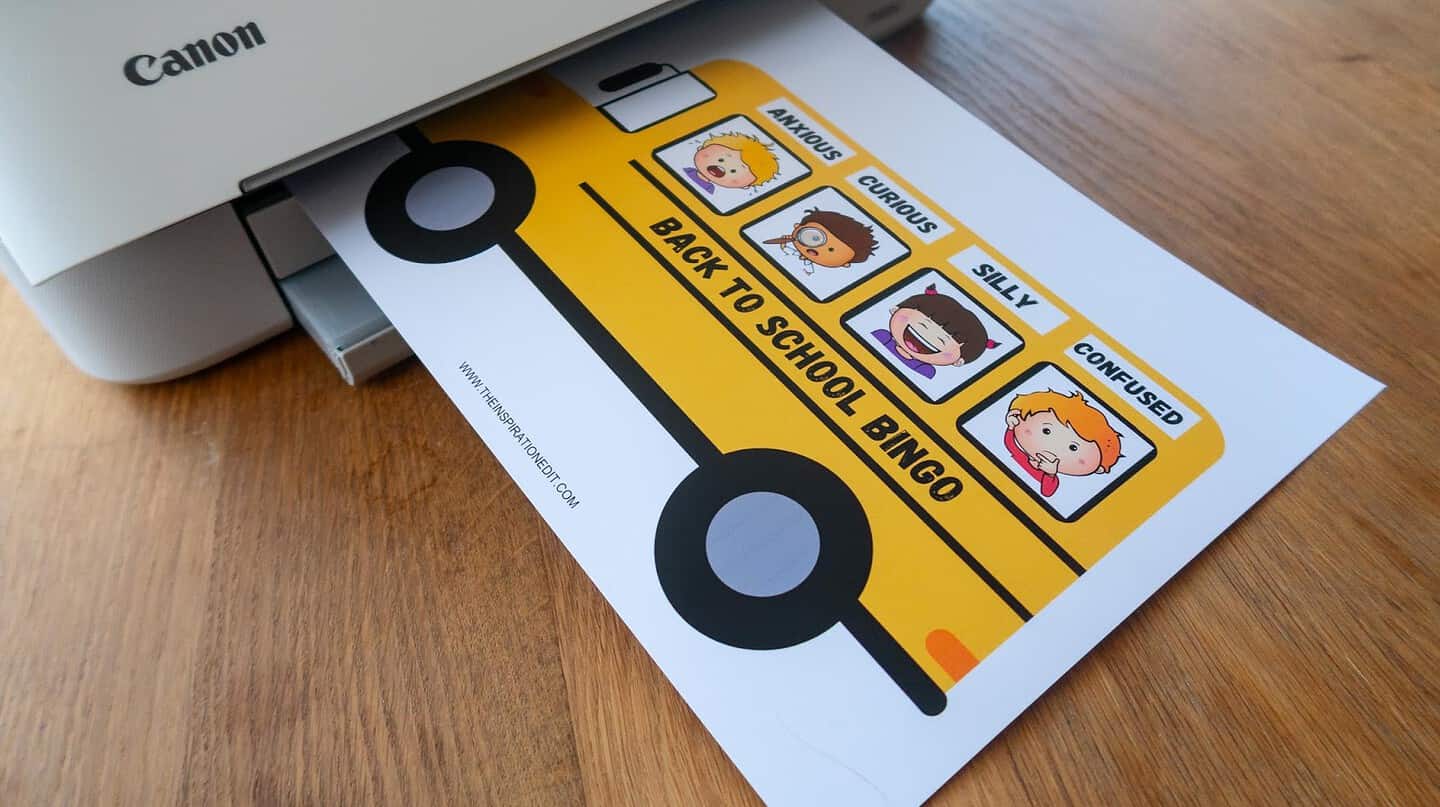 Printing Out The bingo board on the Canon Pixma Printer