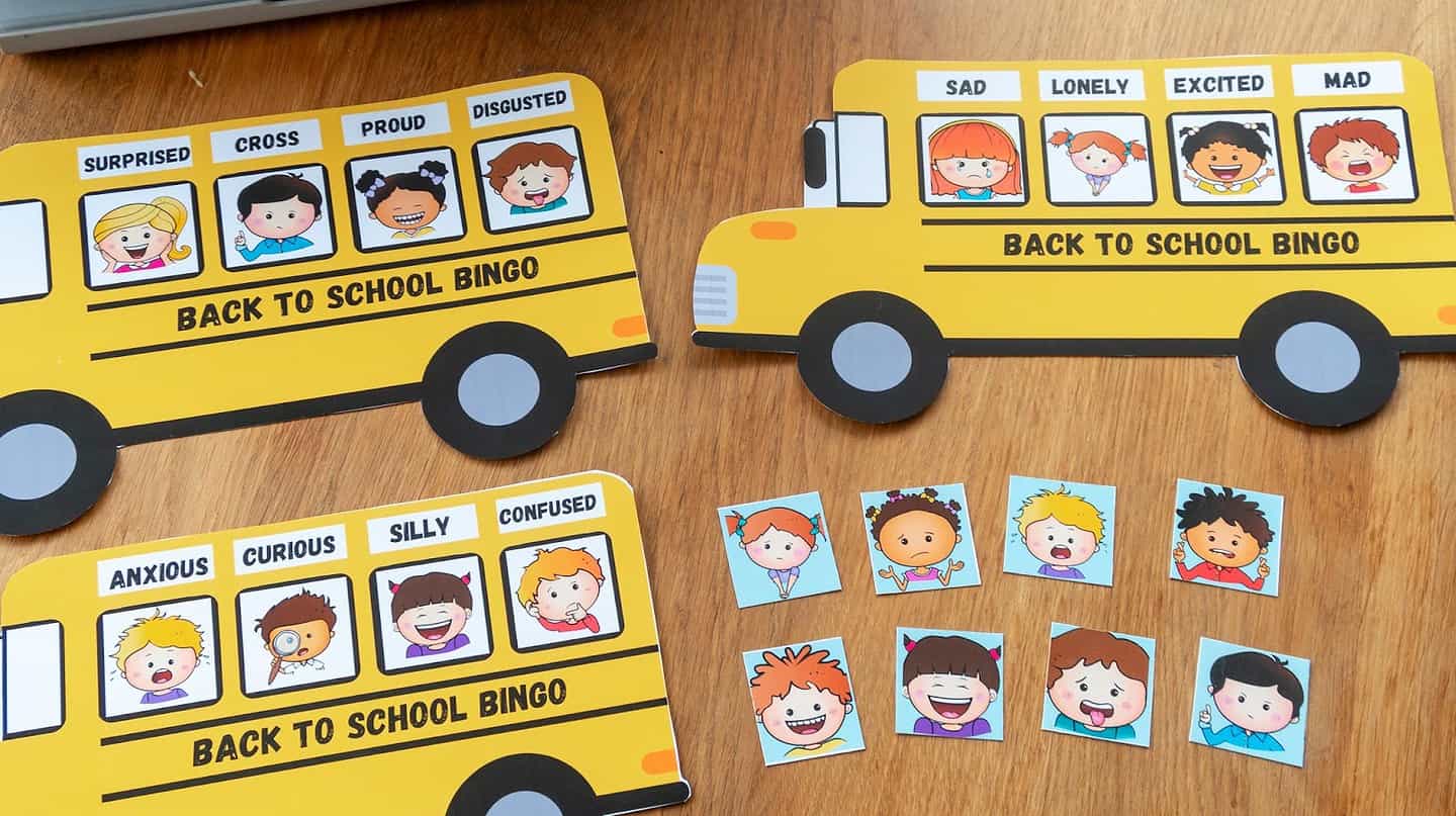 Printable Back to school emotions game for kids