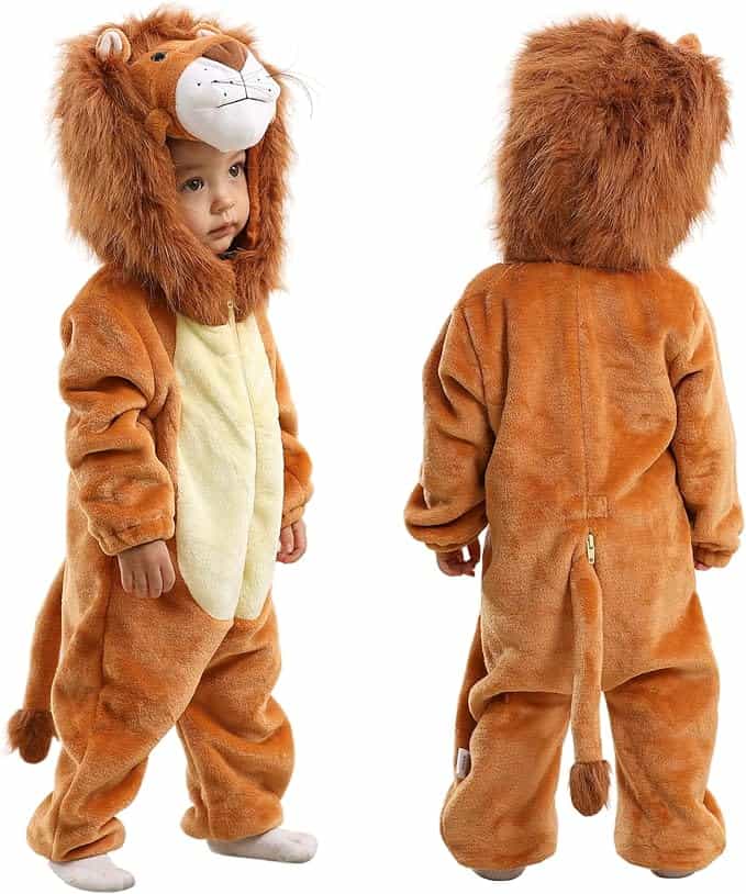 Boy in Lion-Themed Costume.