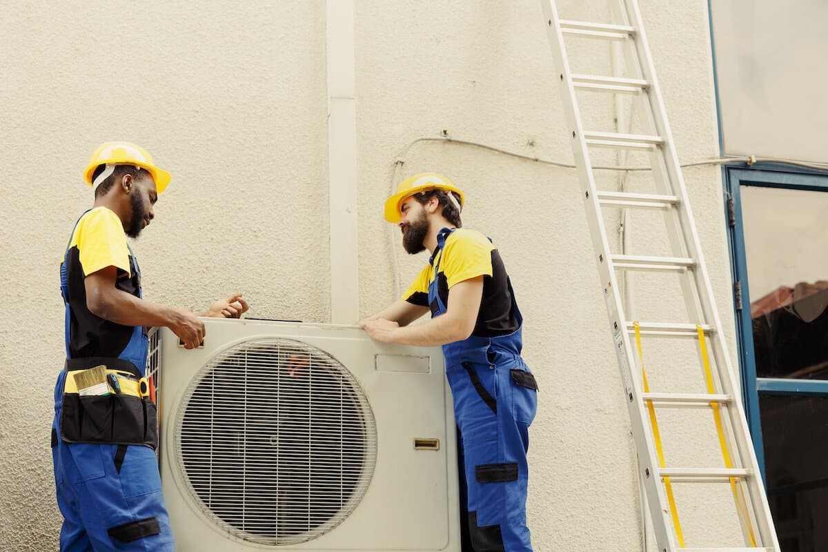Importance of Indoor Air Quality | Workman Fitting External HVAC Condenser.