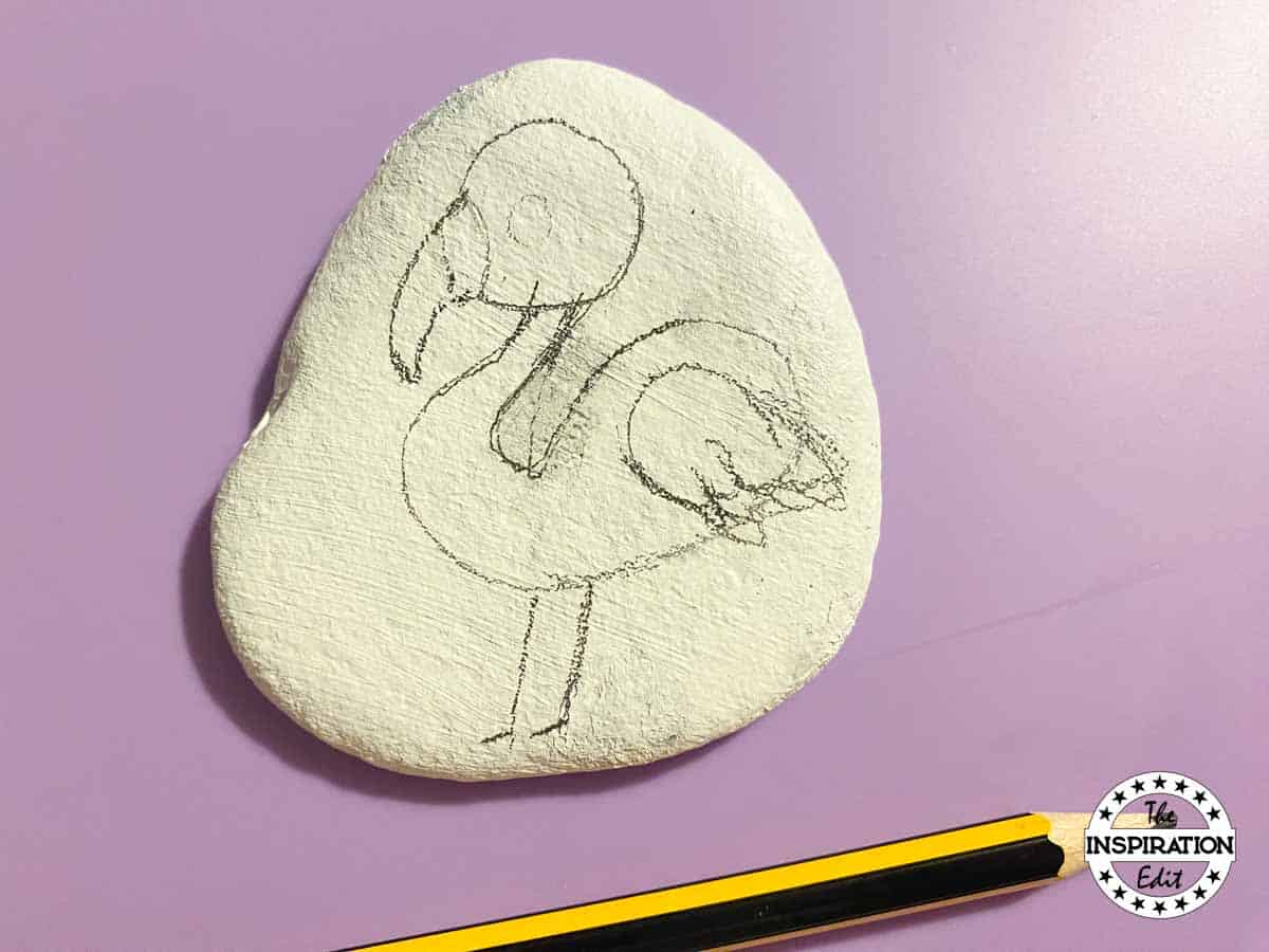 drawing a pencil on a flamingo. 