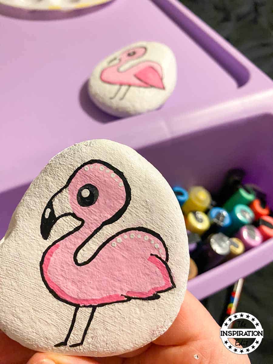Flamingo Painted rock. 
