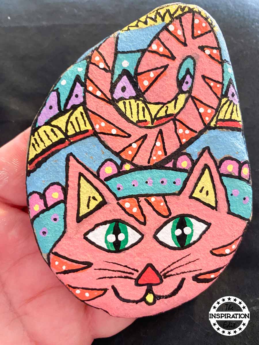 cat rock painting idea.