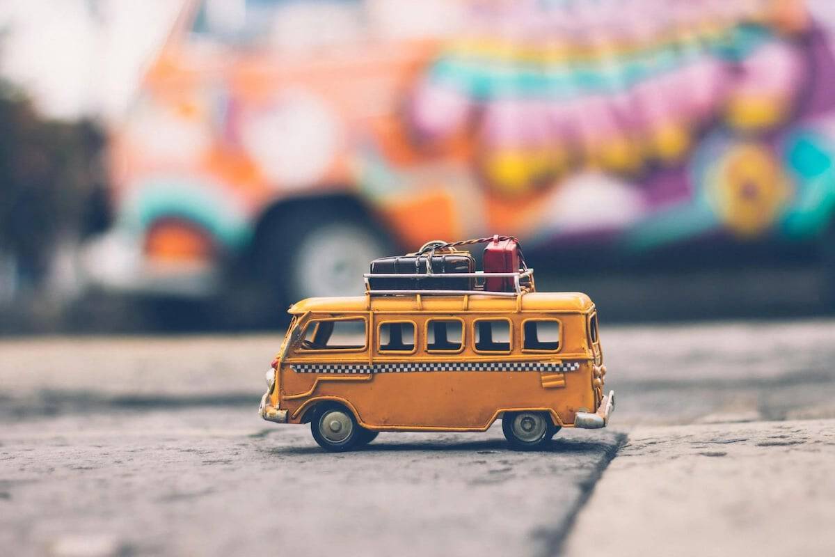 Rooftop Bags | Toy camper Van with roof top bags.
