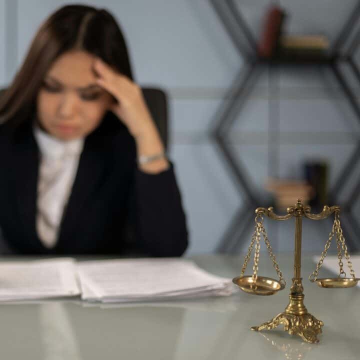 How to Collect Unpaid Child Support | Lawyer sat at desk looking at legal papers.