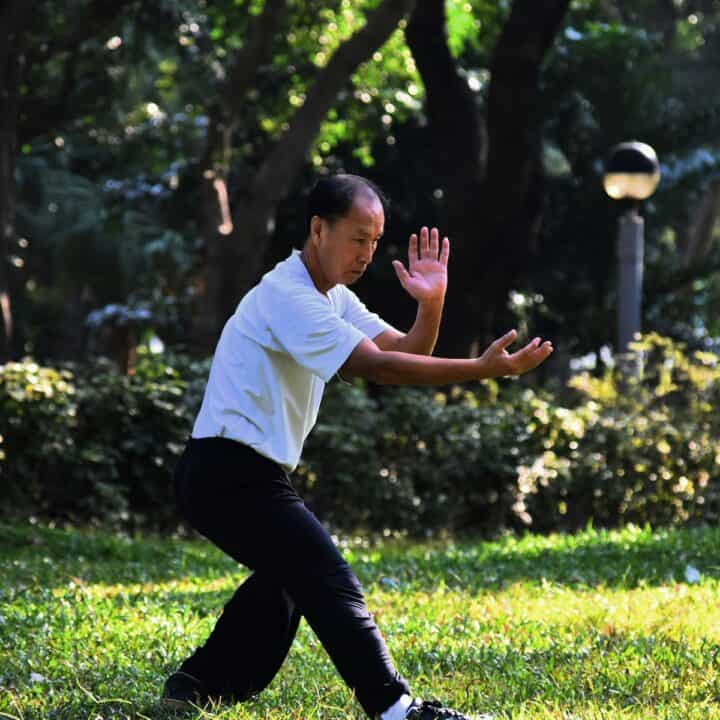 Certified Tai Chi Fitness Instructor | Asian Man practicing Tai Chi.