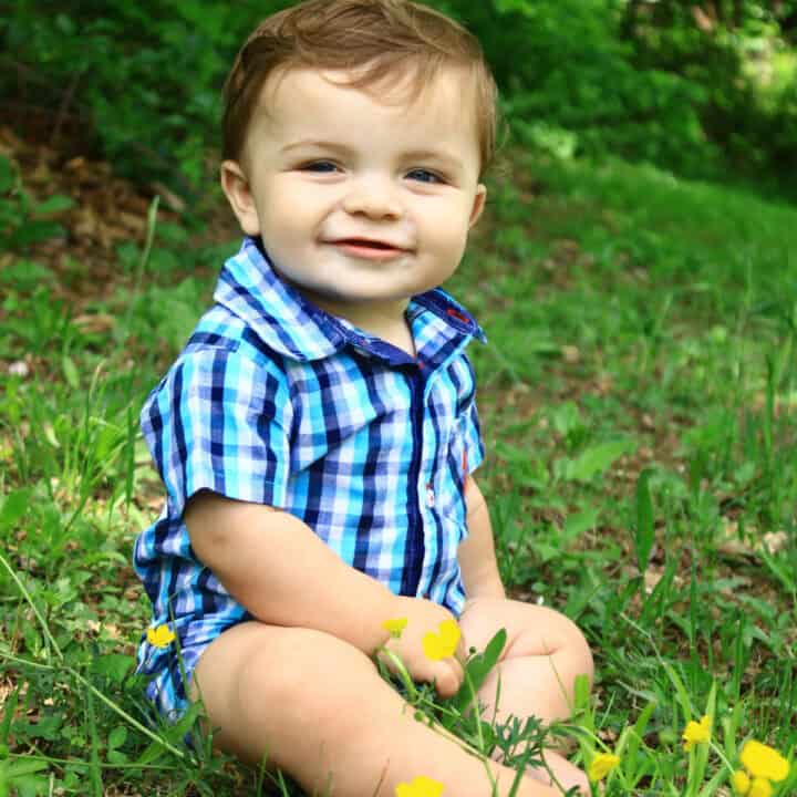 Irish Baby Boy On Grass.