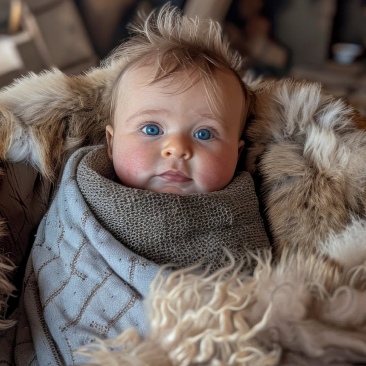 Scottish baby boy wrapped in blanket.