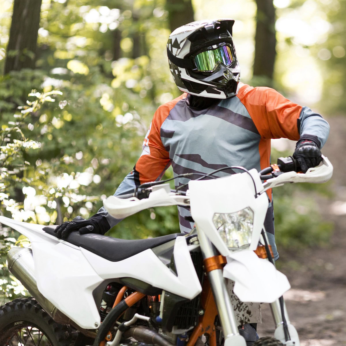 dirt bike and rider.