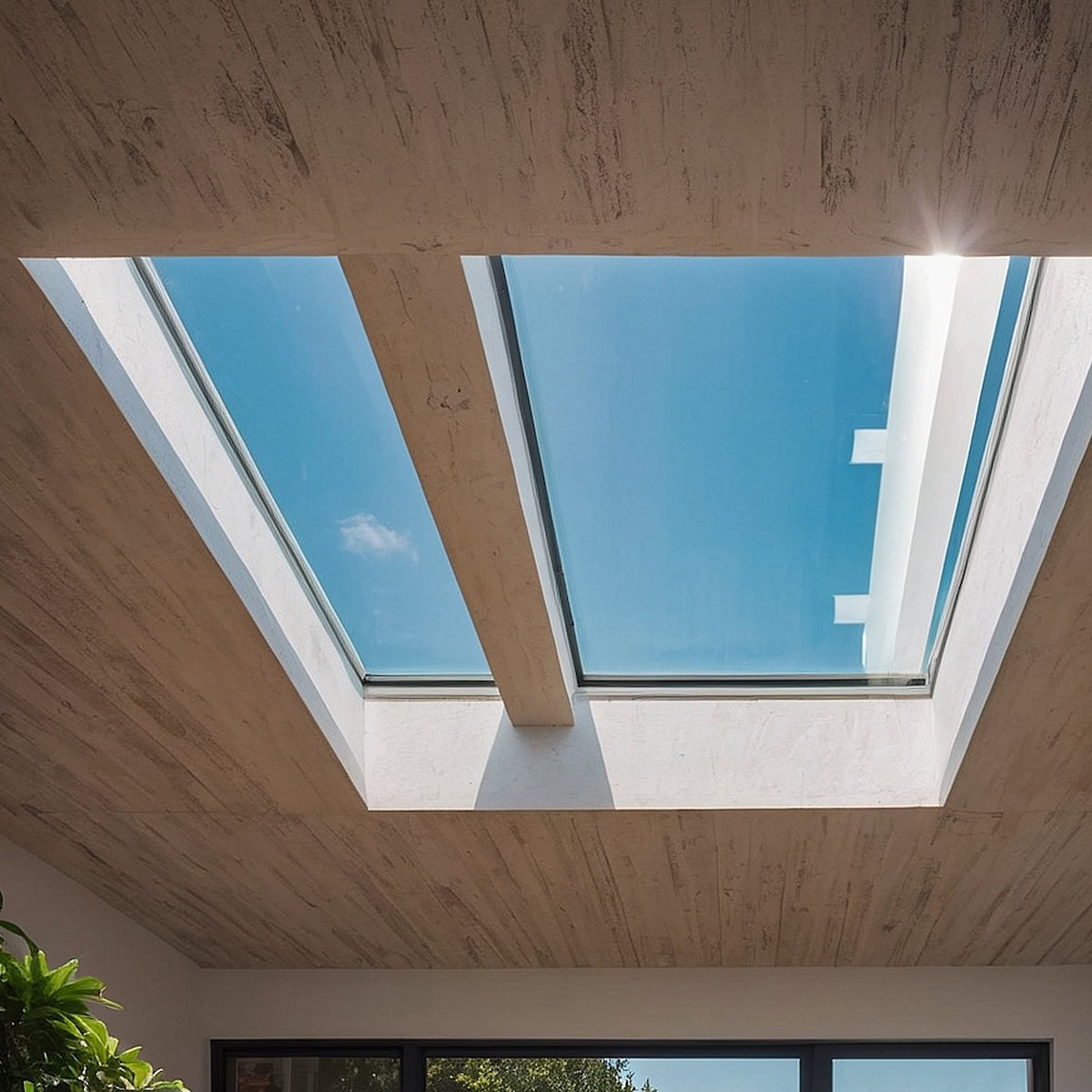 Skylight in a roof.