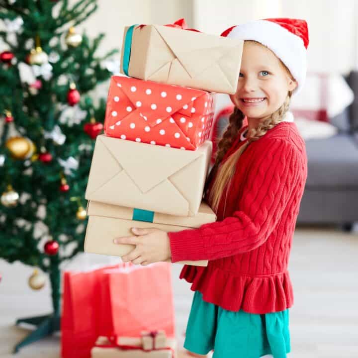 Child with presents.
