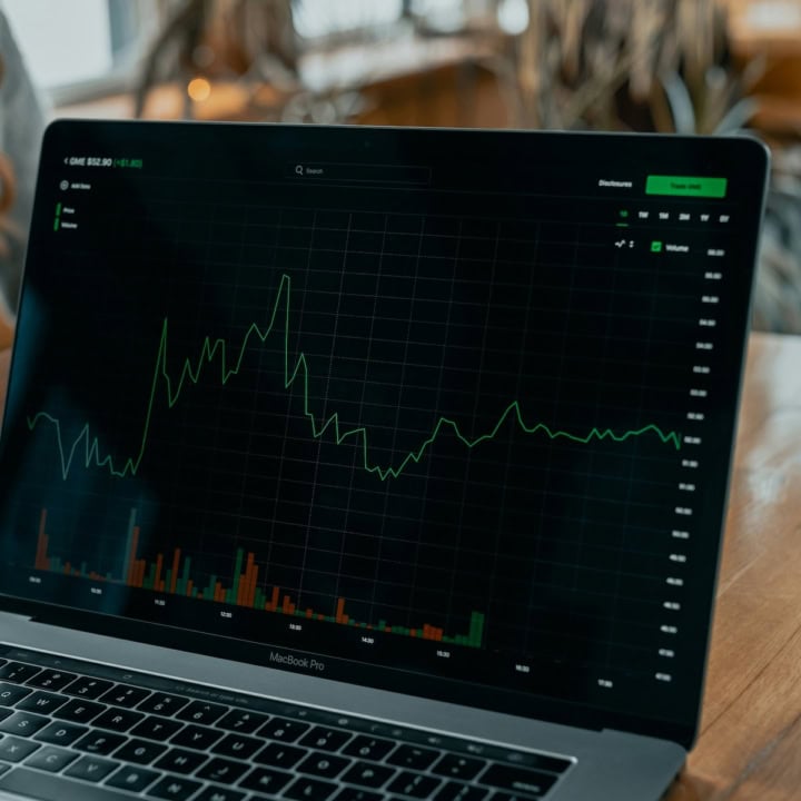 stocks on a computer screen.