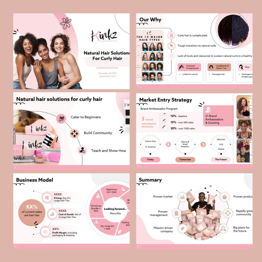 Beauty business investor pitch deck in pink
