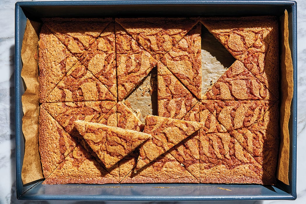 Black Tea Blondies With Caramel Swirl