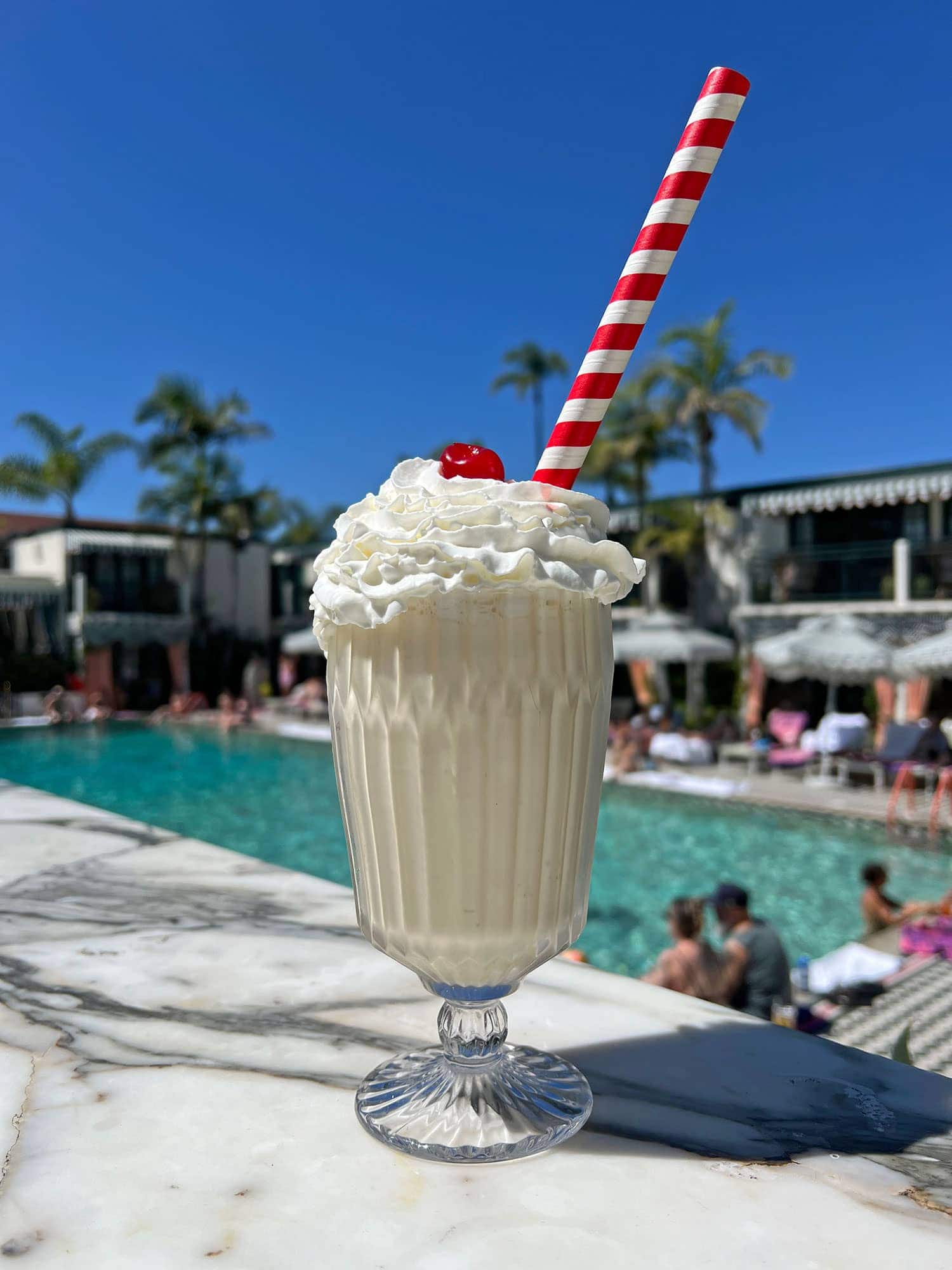 Banana Coconut milkshake cocktail at Lafayette Hotel Beginner's Diner in San Diego