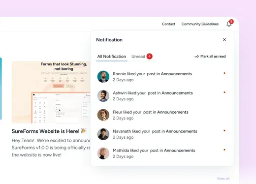 Página inicial notificações