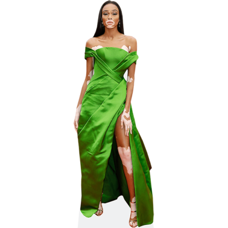 green emerald velvet dress Winnie Harlow 2023 Cannes Film Festival Two-Tone Red Carpet Gown main image 1