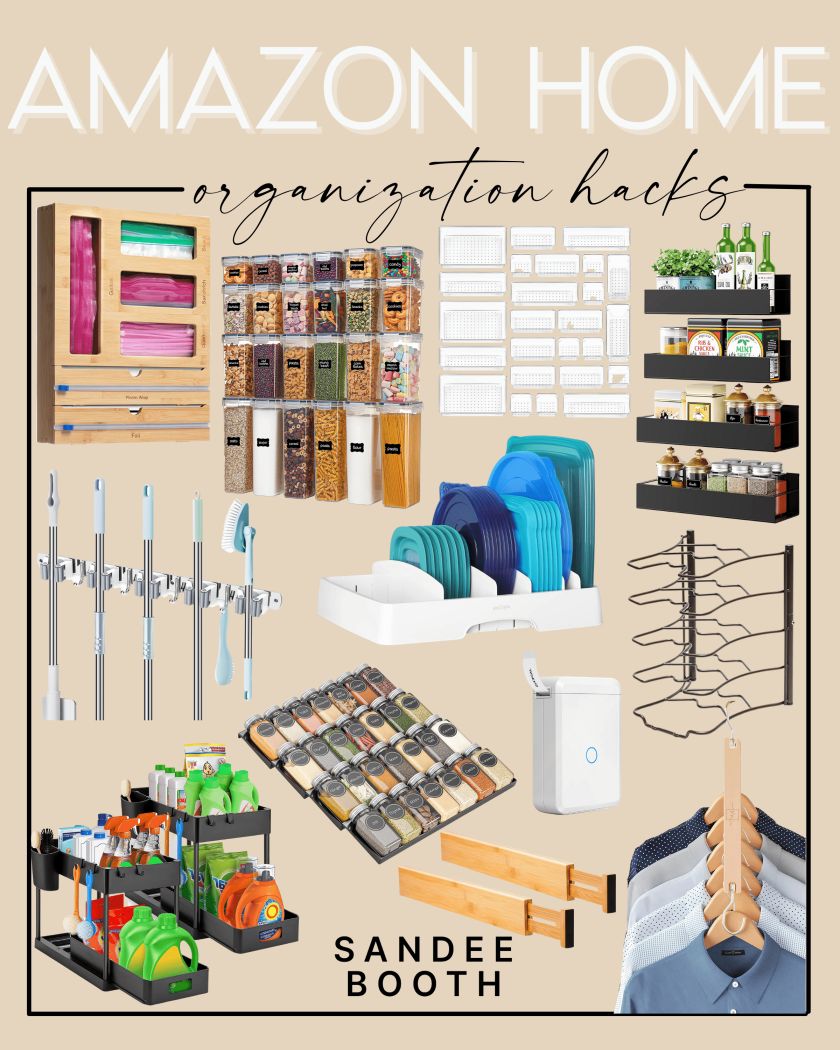 collage of items for Home Organization Hacks From Amazon