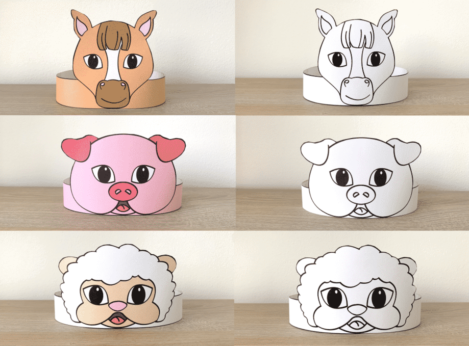 Pig Paper Crowns Printable Farm Animal Coloring Craft Lupon gov ph pig-paper-crowns-printable-farm-animal-coloring-craft-lupon-gov-ph