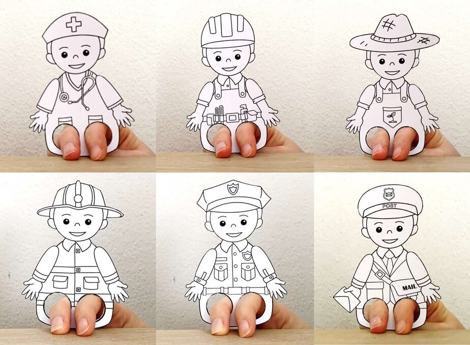 Community helpers finger puppet kids craft - Happy Paper Time