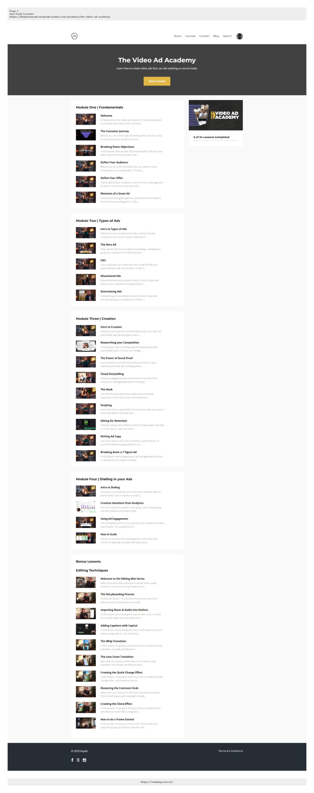 the video ad academy by one peak creative