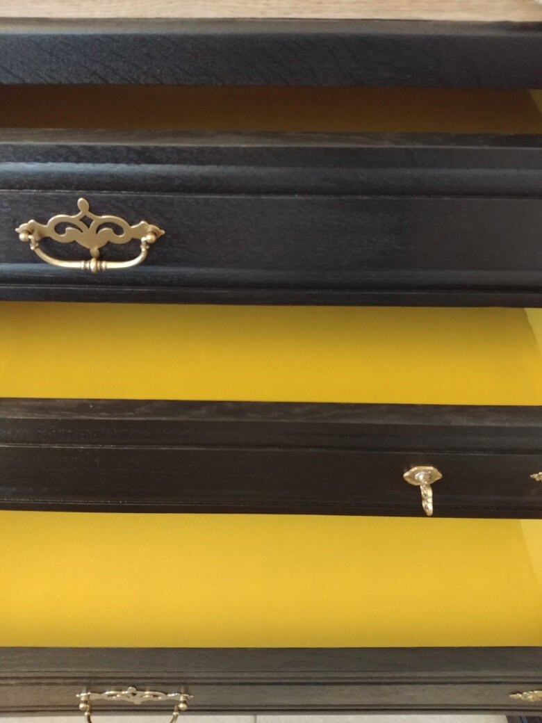 Black Painted Dresser + Yellow Drawers | Oh My Sander