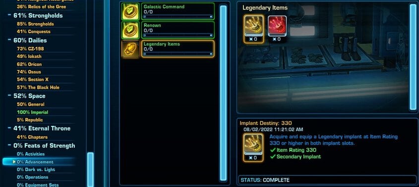 Swtor Legendary Player Guide, Rewards – ILTXST