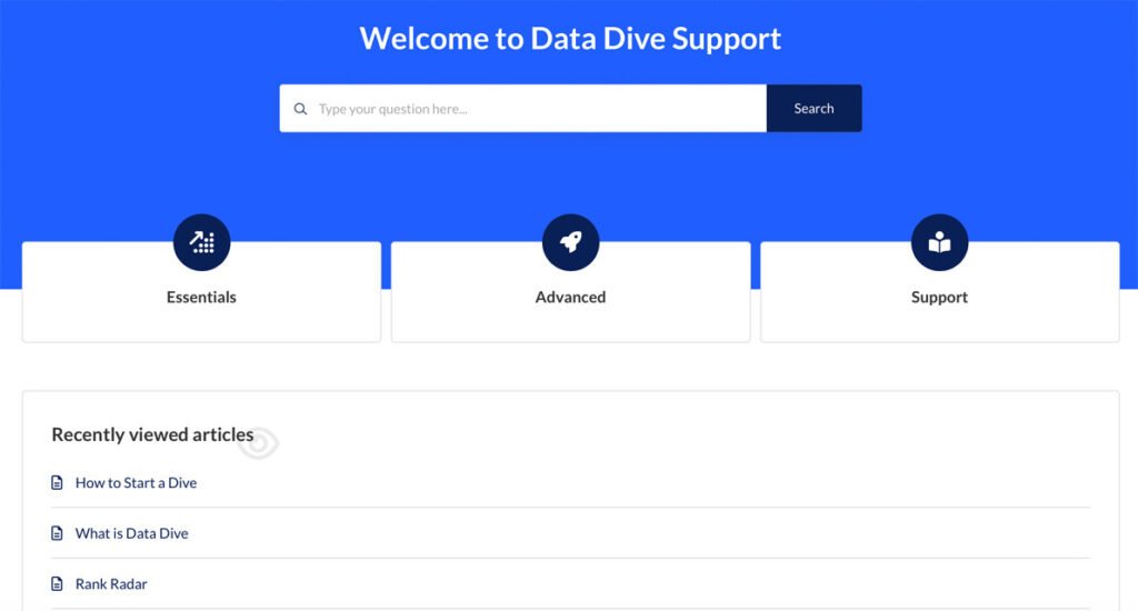 DataDive Kundensupport und Hilfecenter