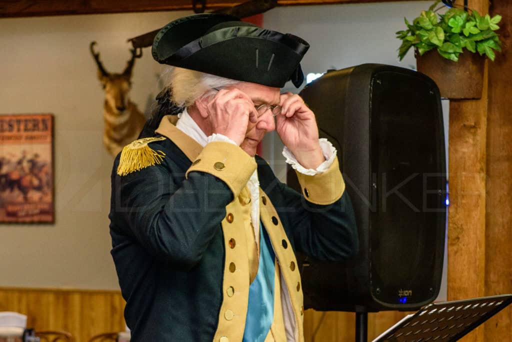 Wesley E. Wright presents "The Long Road Home" from his George Washington Lecture Series for the Bellaire Business Association at the January 19. 2017 Breakfast 20170119-BBA-GeorgeWashingtonLecture-014.dng Houston Editorial Photographer Dee Zunker