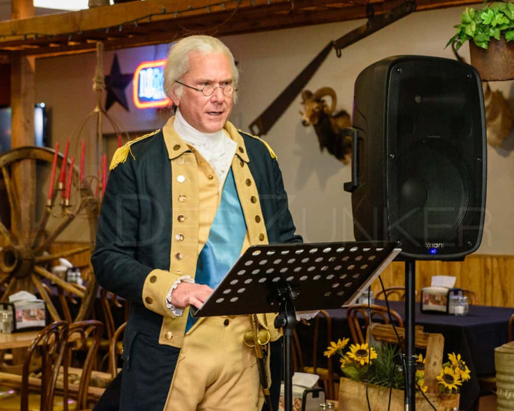 Wesley E. Wright presents "The Long Road Home" from his George Washington Lecture Series for the Bellaire Business Association at the January 19. 2017 Breakfast 20170119-BBA-GeorgeWashingtonLecture-018.dng Houston Editorial Photographer Dee Zunker