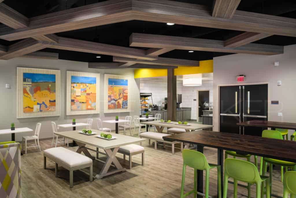 Dining Room with Kitchen Area Lakeview Health - The Woodlands TX Lakeview-201801-006.jpg Houston Commercial Photographer Dee Zunker